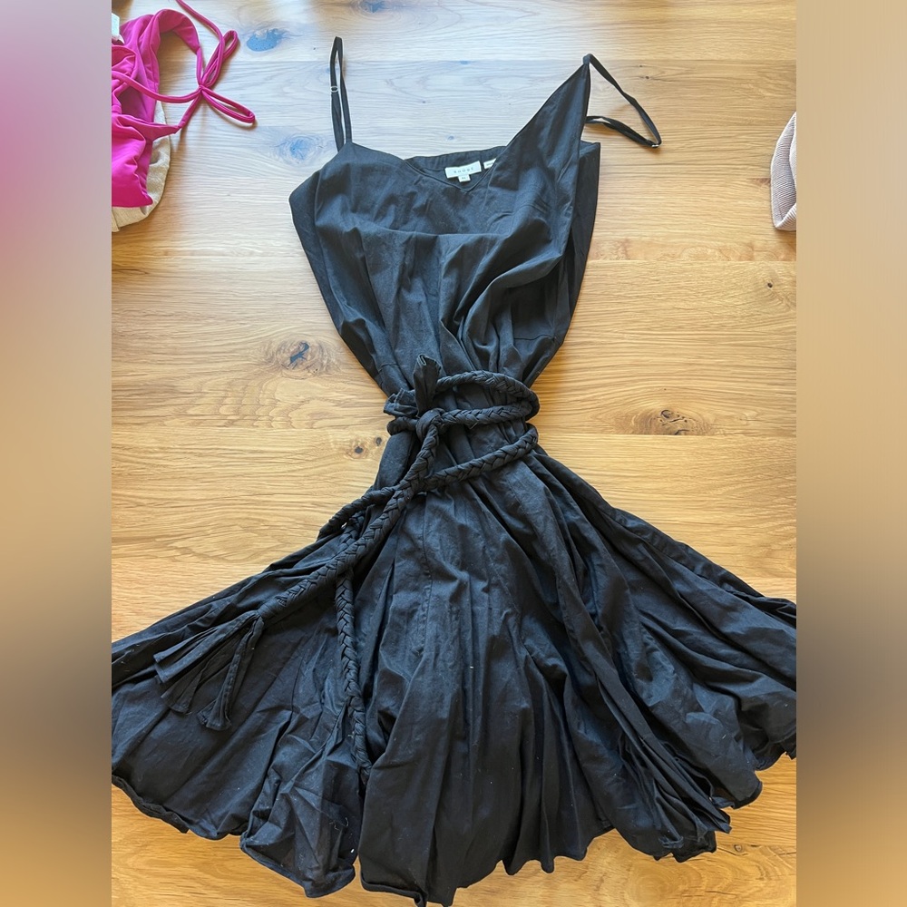 RHODE Casey black mini dress with rope belt